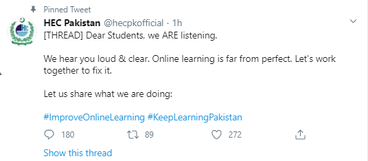 Asim1Kamal's tweet photo. No one is prepared for online classes,neither teachers nor students.
You are doing nothing but ruining the lives of thousands of students.......!!!!!
#ShameOnHEC https://t.co/shcuY9ffpZ
#ShameOnHEC