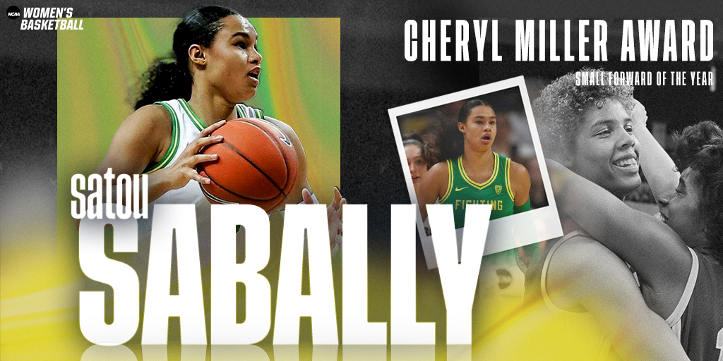 The Cheryl Miller Small Forward of the Year Award goes to  @BallySatou!  #ncaaW |  @OregonWBB