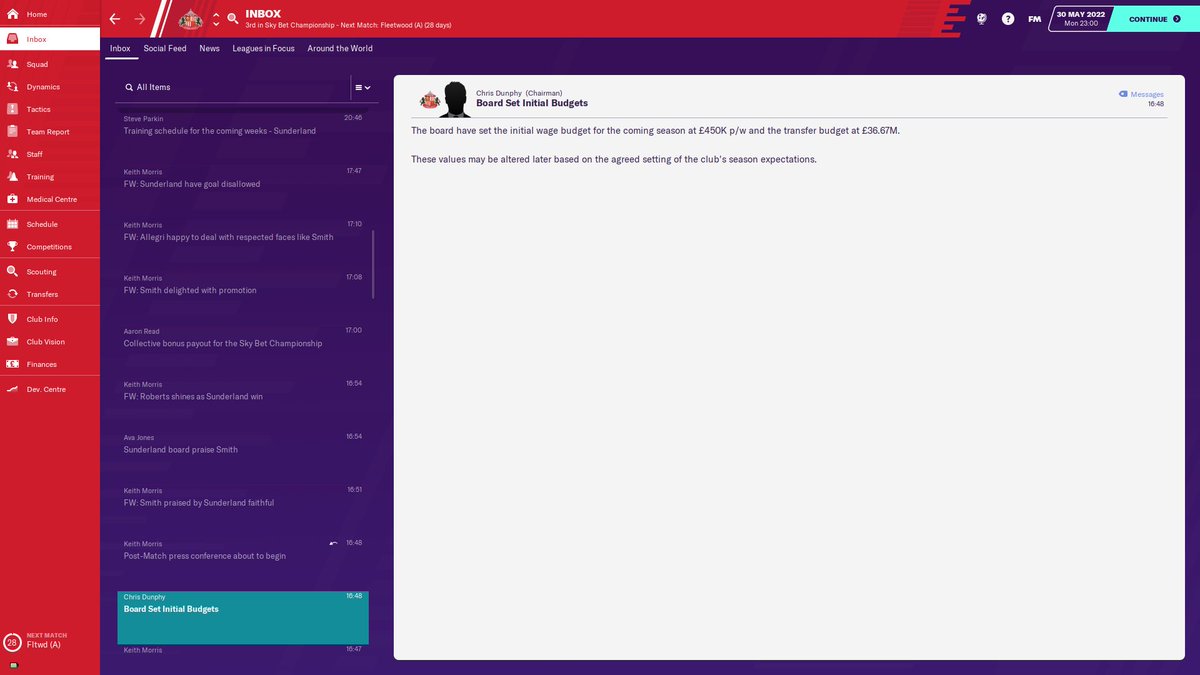 Decent transfer budget to get stuck into, but the whole team needs improving if we are to stay up. The aforementioned Roberts has agreed a Bosman to Getafe. The City affiliation will expire now we are in the same league. Could be a long night ...
