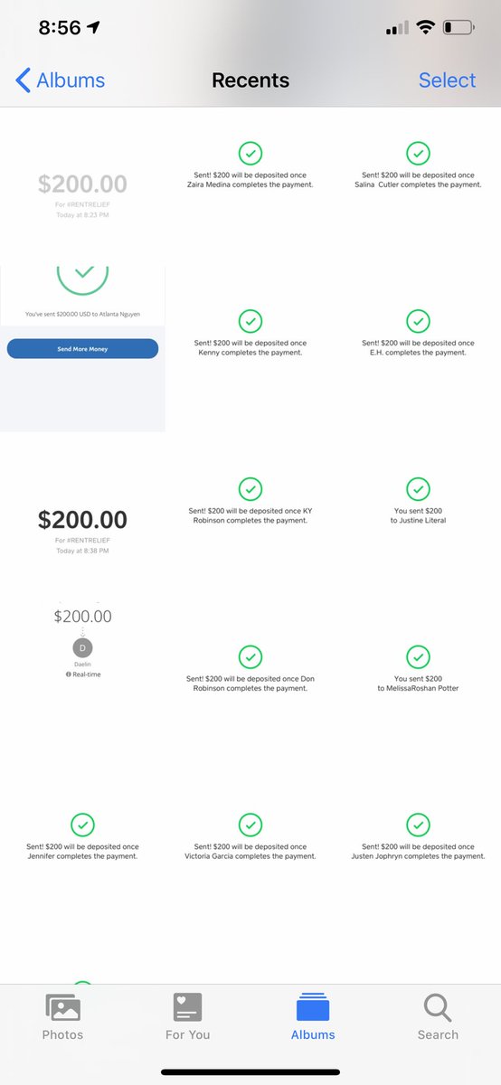 Many have reached out about whether we are giving out money on Instagram as well, and the answer is yes. We’ve given out over $35k on Instagram. Here are screenshots of some of the transactions.  #RENTRELIEF
