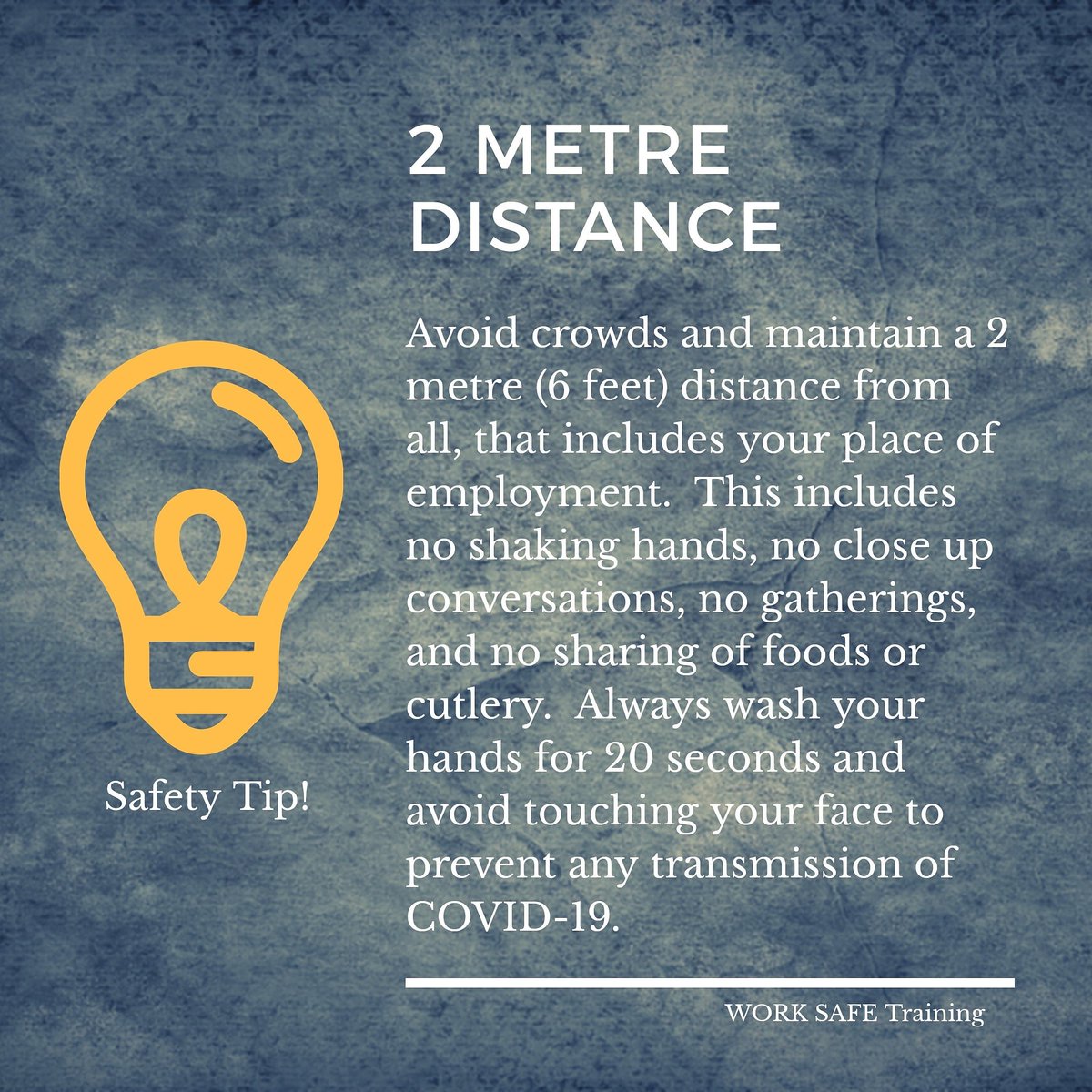 worksafetrain's tweet photo. Keep a 2 Metre Distance at all Times.

Prevent the spread of COVID-19.
Be diligent and do not take chances with yourself, your family, or co-workers. 

https://t.co/hdBUpyw3rJ

#stopthespread #covid19 #safetytips #worksafetraining #forkliftdriver #forklifttraining https://t.co/GqDVVmgSLw