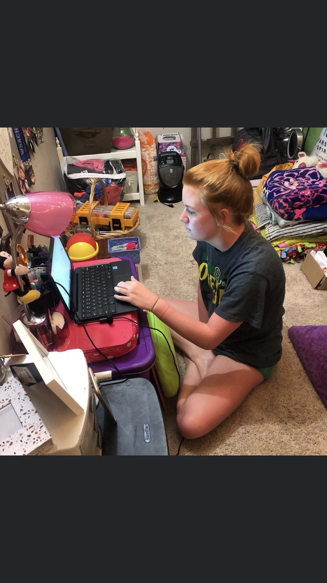 MarkWindham's tweet photo. #ShelbyFirstDayBack Gracie getting her online work in. https://t.co/5Jelx0o2og
