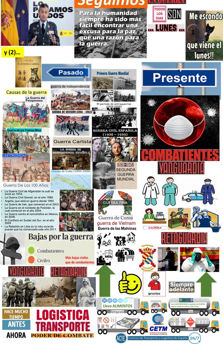 RAMVAZNEG's tweet photo. Finalizada la 3ª semana, seguimos en guerra
Antes los ejércitos estaban en vanguardia y los sanitarios en retaguardia. Ahora COVID-19 los sanitarios están en las trincheras. Antes como ahora, TRANSPORTE y LOGISTICA CIVILES garantizan SUMINISTROS para el combate. 
SIEMPRE ADELANTE https://t.co/IQ6ET0LGNv