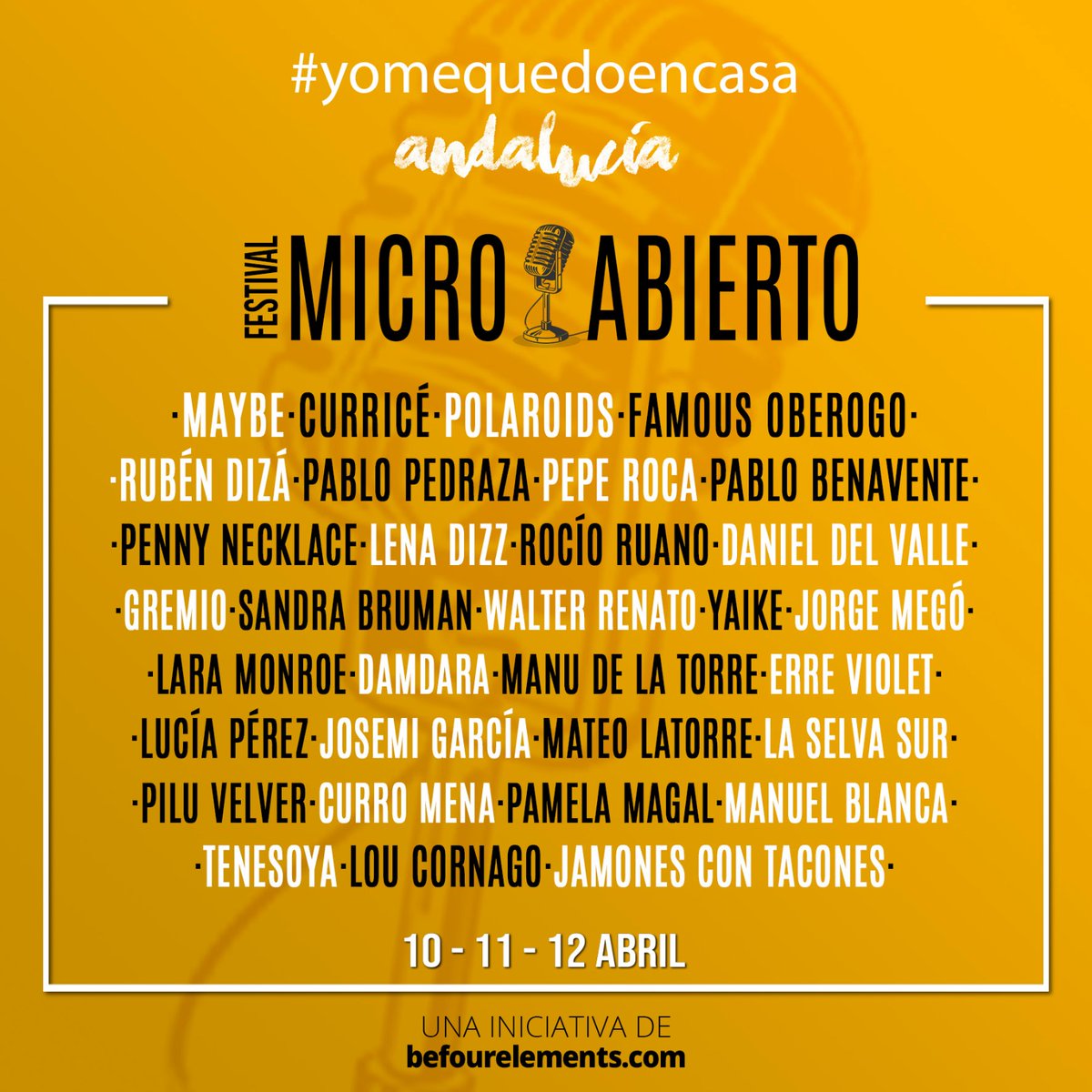 Mequedoncasa's tweet photo. 📣 Artistas Festival Solidario #MicroAbierto 📣
🟣 32 Artistaz@s para este primer Festival de Yomequedoencasa Andalucía 🤩🥳
🟠 GRACIAS a Tod@s l@s participantes🖐🏻🥰
🟢 Viernes 10, Sábado 11 y Domingo 12 • Un Fin de Semana de mucho Arte y Música 🎶👏🏻
¿Estáis preparad@s? https://t.co/RZZHCePEK3