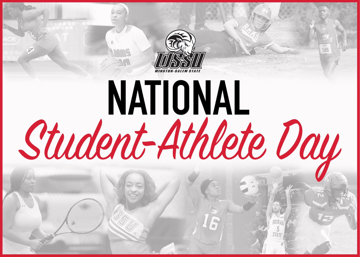 WSSU_Athletics's tweet photo. Happy #NationalStudentAthleteDay, Rams! We admire your work ethic and commitment to being champions in the classroom, in competition, and in the community! We miss you and can’t wait to have you back on campus! https://t.co/CFC6XsZGsT