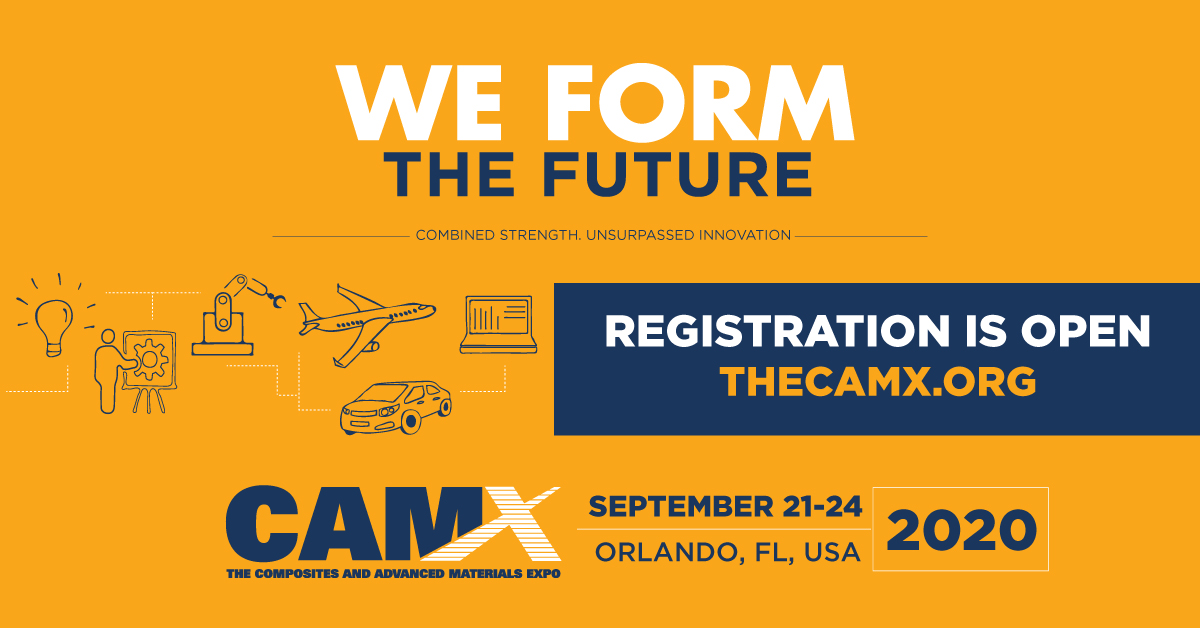 the_CAMX's tweet photo. CAMX is looking forward to the future this September 21-24 in sunny Orlando, FL. #Registration is now #open be a part of this year's largest composites and advanced materials industry expo in the world at #CAMX20 register at https://t.co/WjuvwzHUfI. https://t.co/VYFLse5VJm