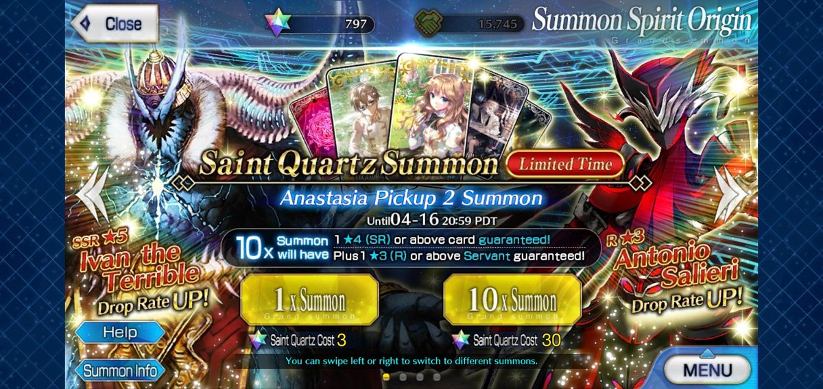Compared to FGO, where the drop rate for all 5* (aka SSRs) is 1.00%For the Anastasia Banner 2, 5* Rider Ivan the Terrible has a rate-up of 0.700% compared to the other 5*s that are at 0.016%