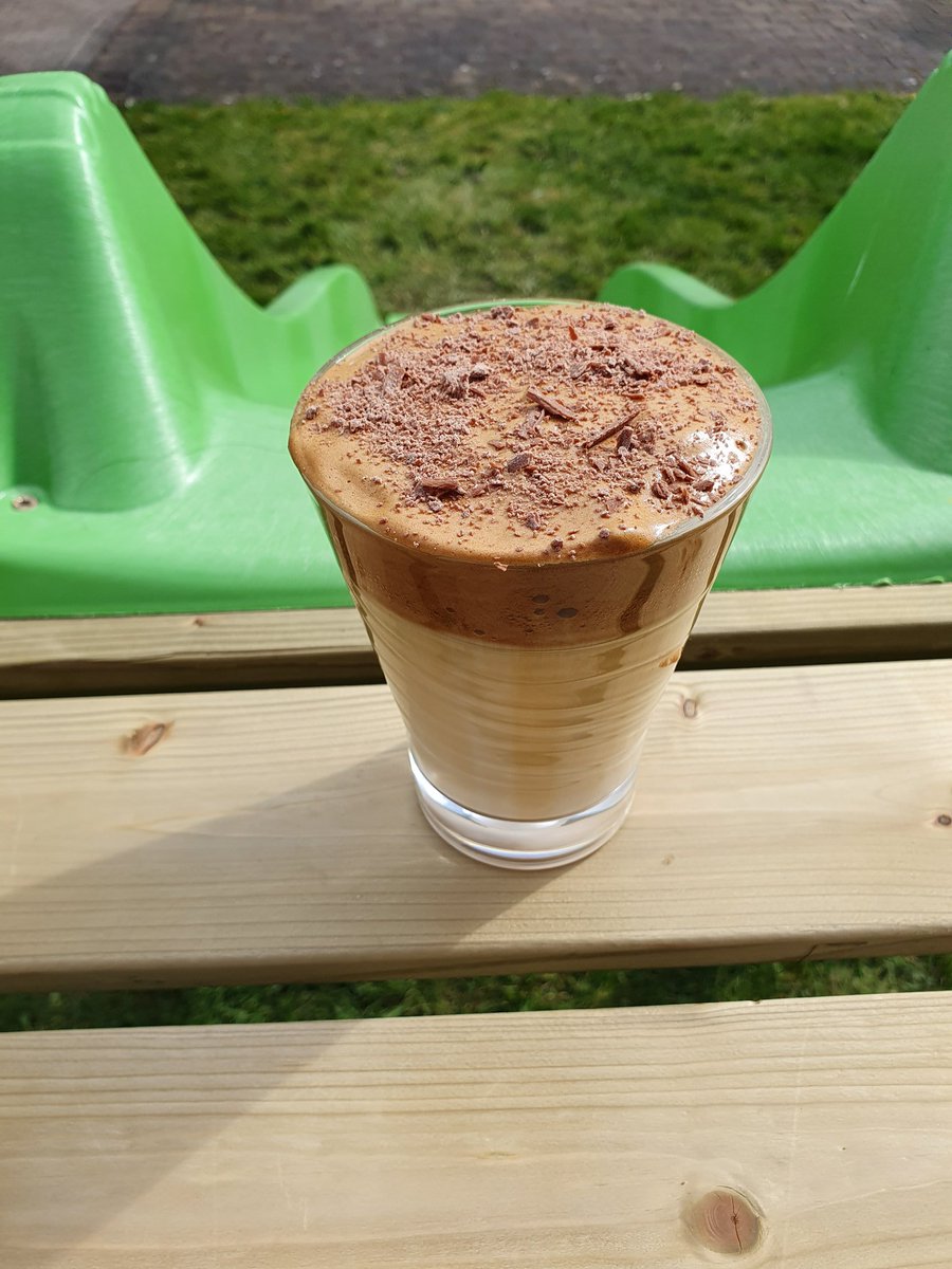 HelenWycherley's tweet photo. As recommended by @CelticRossHotel I made the #dalgonacoffee today. It was very quick and easy and quite yummy! I enjoyed it with chocolate while resting on top of the slide in the sunshine 😃🌞 #10minsofpeace #StayAtHome #teamcelticross #sunshineathome https://t.co/ysEfZeT22y