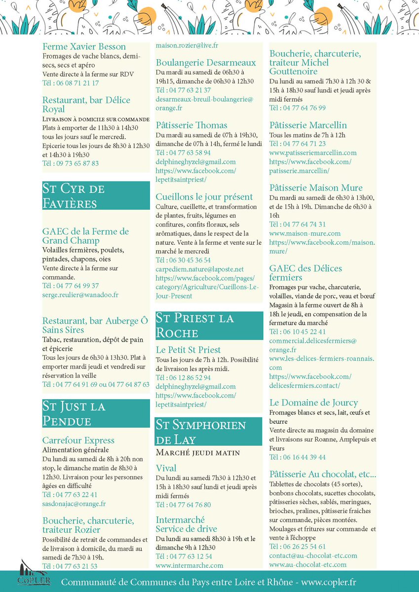 HRoffat's tweet photo. Pour vous accompagner dans vos démarches voici un inventaire des #commerces #alimentaires du territoire de la #CoPLER qui vous accueillent pendant cette période de #ConfinementGeneral confinement. +d'infos https://t.co/H9BFbHra2W https://t.co/UoTJxkn08S https://t.co/bsPgJKLp7c