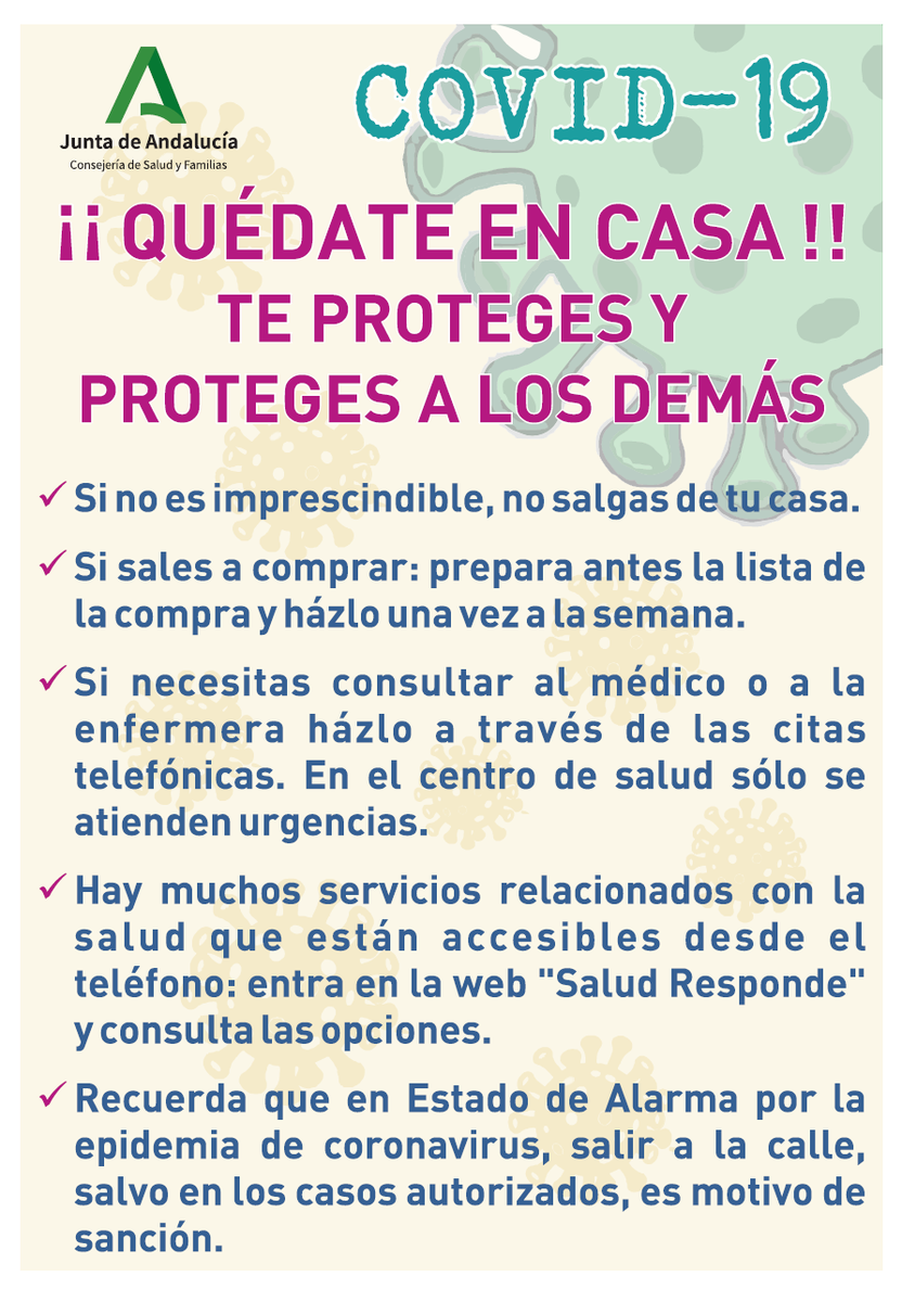 DSAPCostadelSol's tweet photo. Por favor, #QuédateEnCasa Después de tres semanas sabemos que estás harto, aburrido y deseando salir, pero no te confíes, cuando sales, te pones en riesgo tú y a los que te rodean. Estamos en el buen camino #JuntosLoConseguiremos https://t.co/qtpsiXk6ey