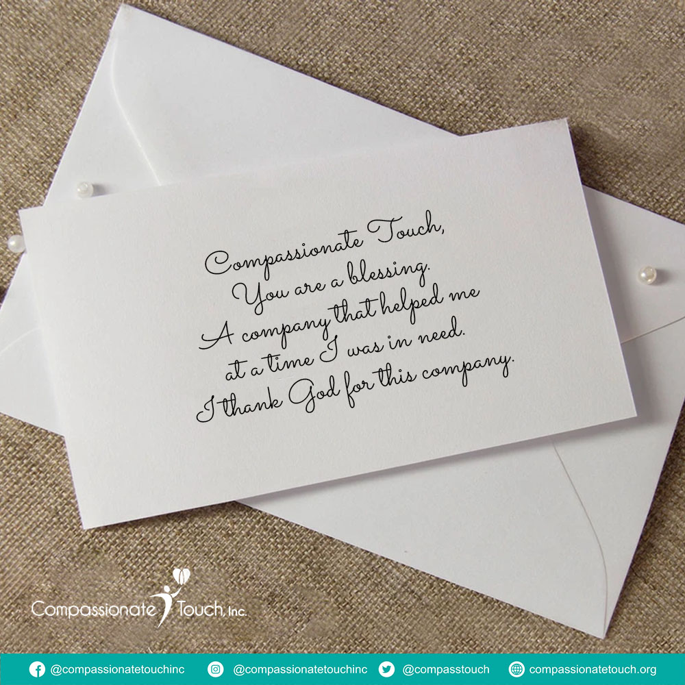 CompassTouch's tweet photo. We thank you for your donations, which help us to share a compassionate touch with others.

#partnersincompassion
#nonprofit https://t.co/gq9rgZVKJD