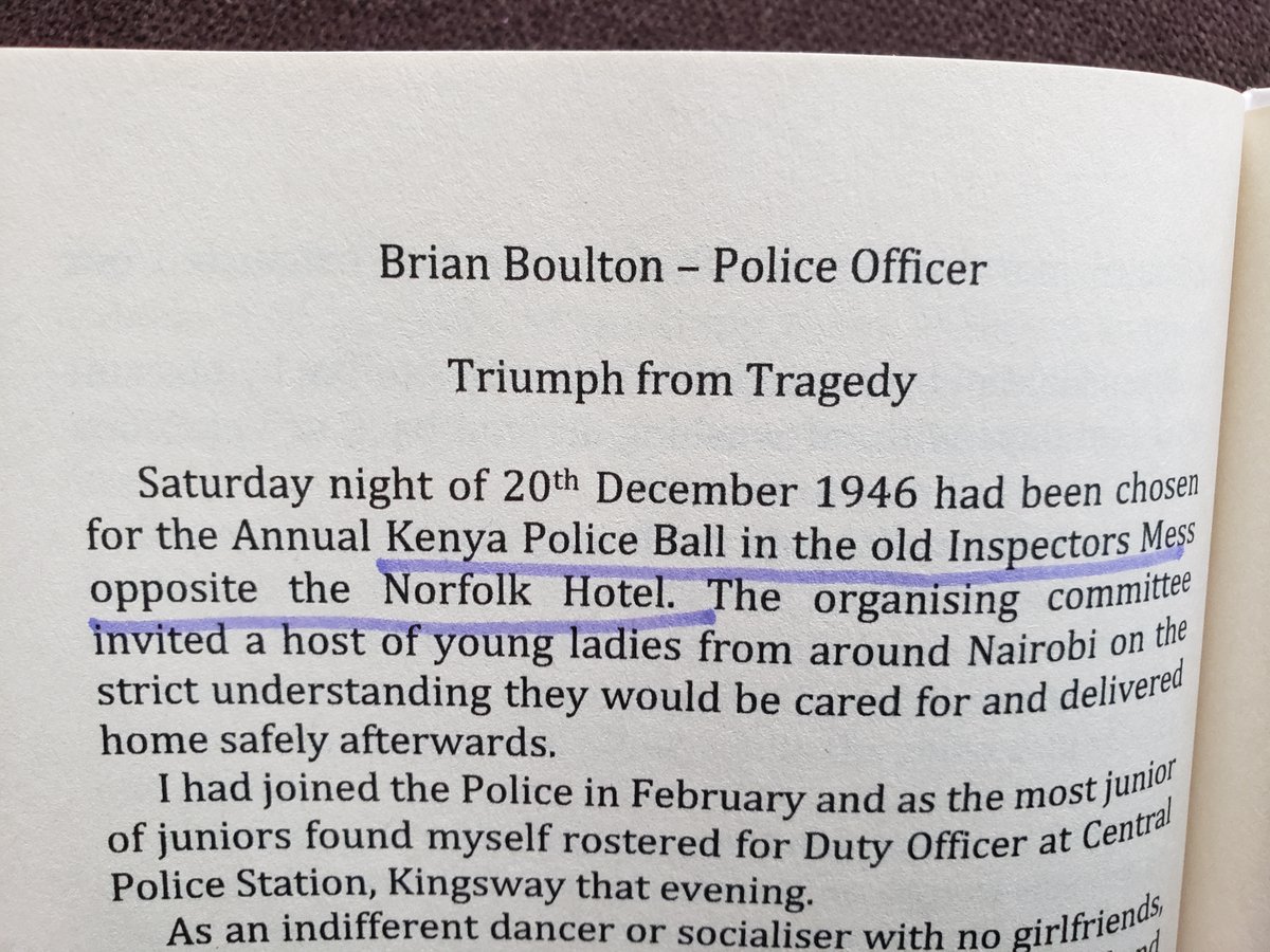 You know that line, "niko na mzinga leta madem?"  #KenyaPoliceForce had a Christmas party in 1946 and they invited young ladies. Dropping the girls home was part of the job. Brian Boulton even recorded completion of task in the occurrence book. He ended up marrying one of them.