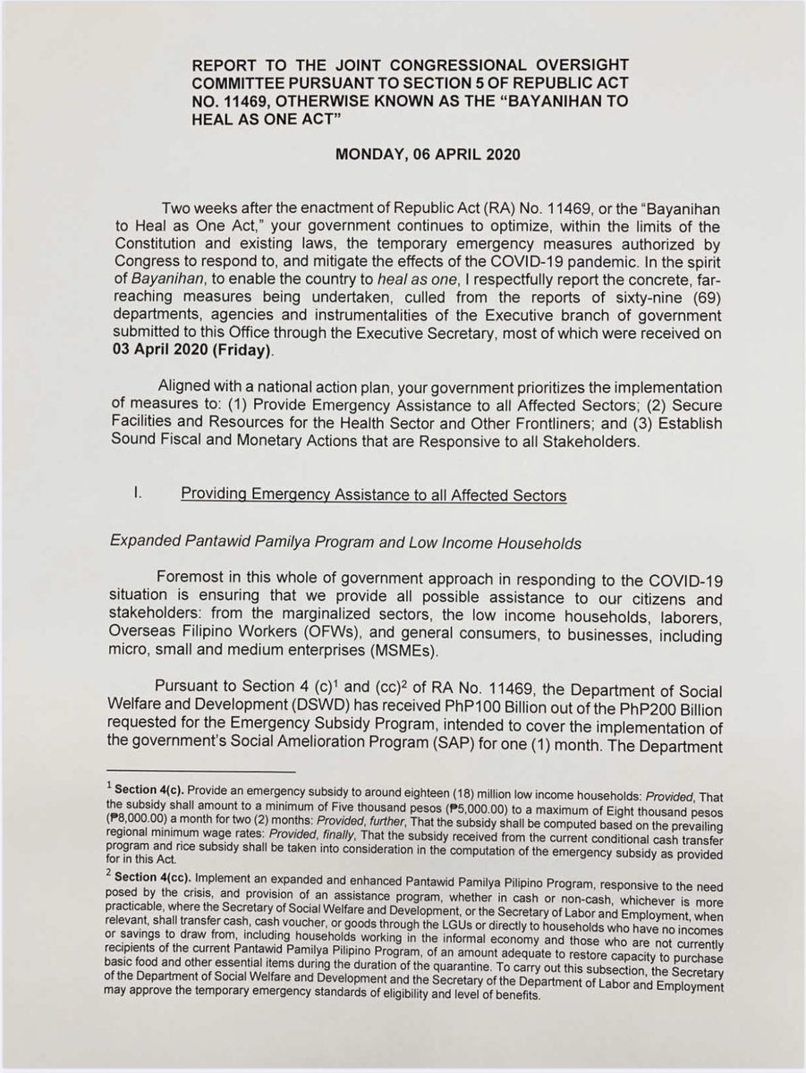 THREAD: President Duterte’s second weekly report to Congress on his administration’s COVID-19 response  @ABSCBNNews