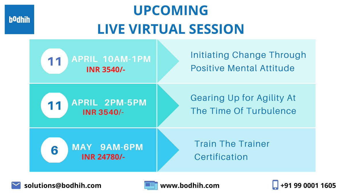 BodhihTraining's tweet photo. Check out on our below #training program, an actual need of the hour in the market.
For more details: https://t.co/E1CwwkljOy
#trainthetrainer #livevirtualsession #lvc #onlinelearning #corporatetraining #elearning #onlineclasses #trainingprograms #upcomingprograms #delhi #mumbai https://t.co/pLEgRjNUiP