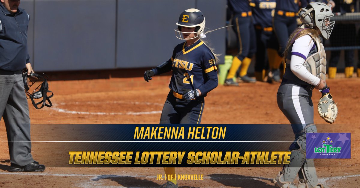 Congrats to Makenna Helton (<a href="/ETSUSoftball/">ETSU Softball</a>) on being named <a href="/TNLottery/">Tennessee Lottery</a> Scholar-Athlete of the Week 

🔗 etsubucs.com/athletics/aotw/

#ETSUTough