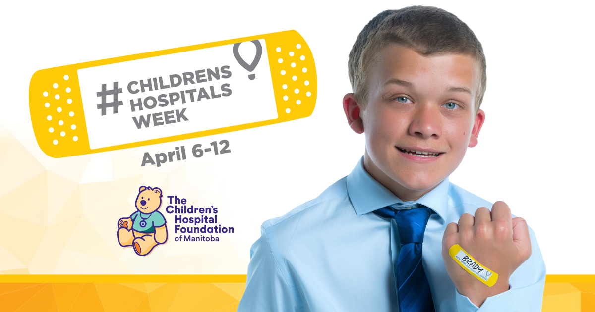 Today starts #ChildrensHopsitalsWeek!
1️⃣ Take a band-aid selfie! Wear a band-aid awith add the name of a child &amp; post it with #ChildrensHospitalsWeek &amp; <a href="/CHFManitoba/">Children's Hospital Foundation of Manitoba</a> 
2️⃣ Be a Community Champion! Set up a fundraiser with the Teddy Bear Challenge 👉 ow.ly/3G3w50z4EgH
