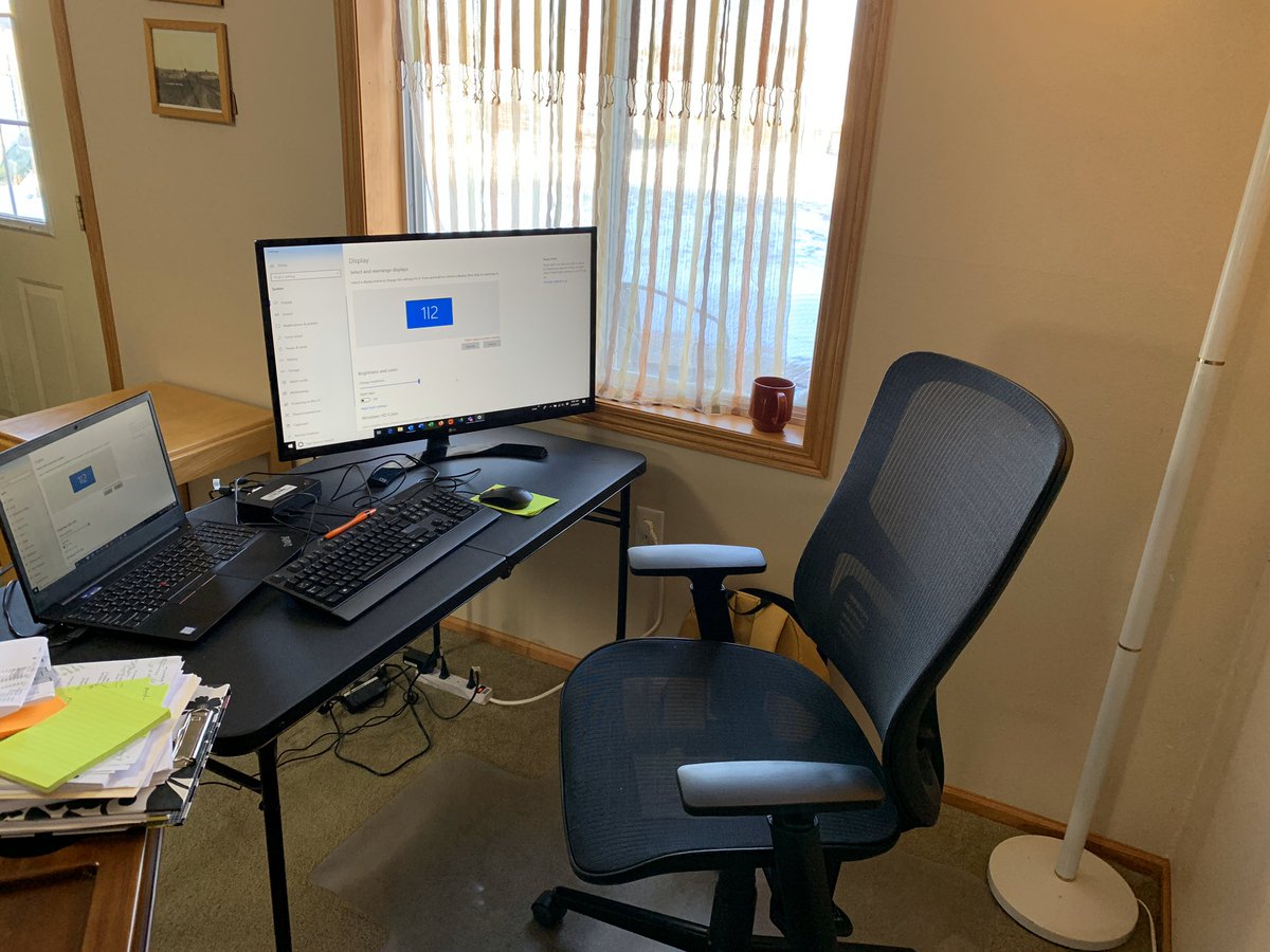ComOptTrina's tweet photo. Last week was full of advocating for our staff to work remote at their homes. Day # 1 of my home office. I hop my new office mates are easy to get along with! @ComOptND @ComOptDarcy @ComOptAustyn @ComOptAmber #comoptcrew #alwaysadvocating https://t.co/QTuPtQ07Ma