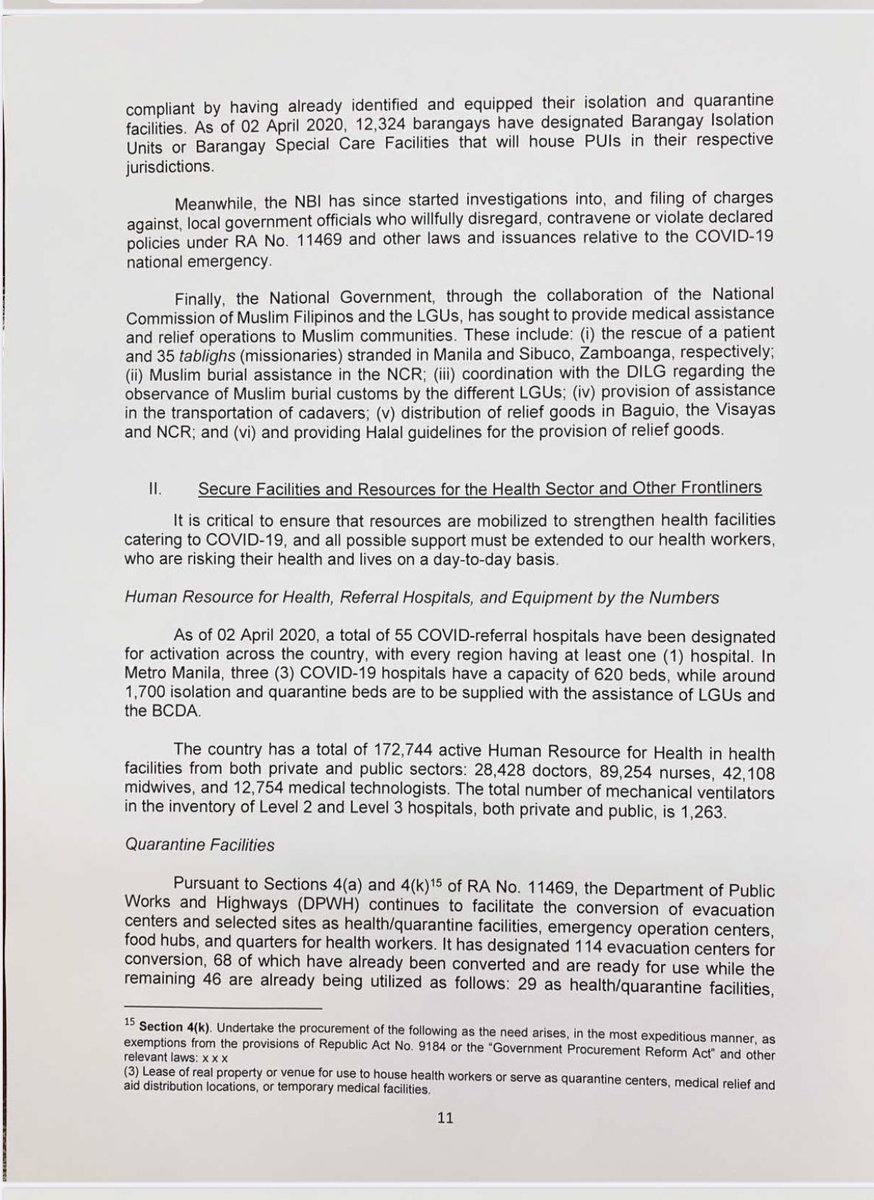 President Duterte’s second weekly report to Congress on his administration’s COVID-19 response