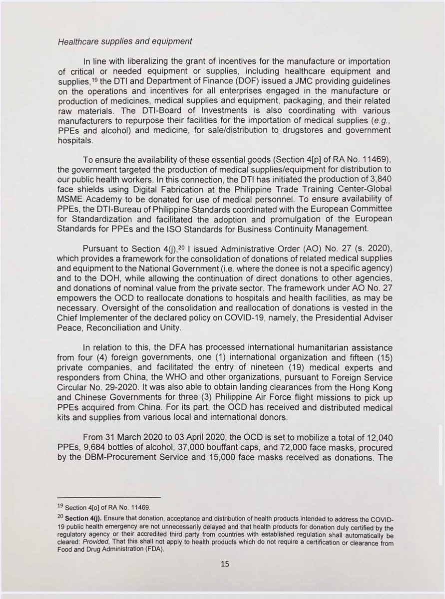 President Duterte’s second weekly report to Congress on his administration’s COVID-19 response