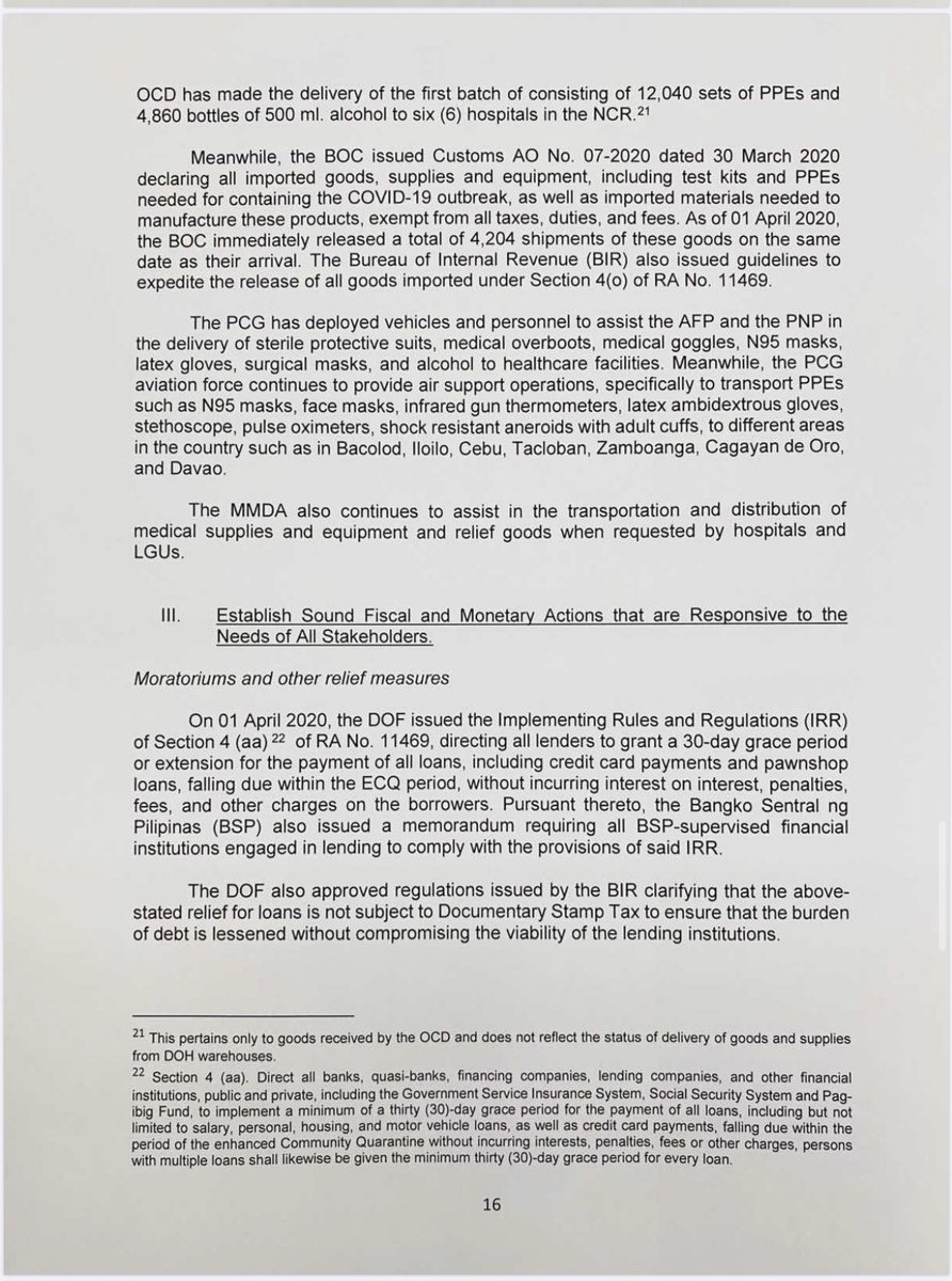 President Duterte’s second weekly report to Congress on his administration’s COVID-19 response