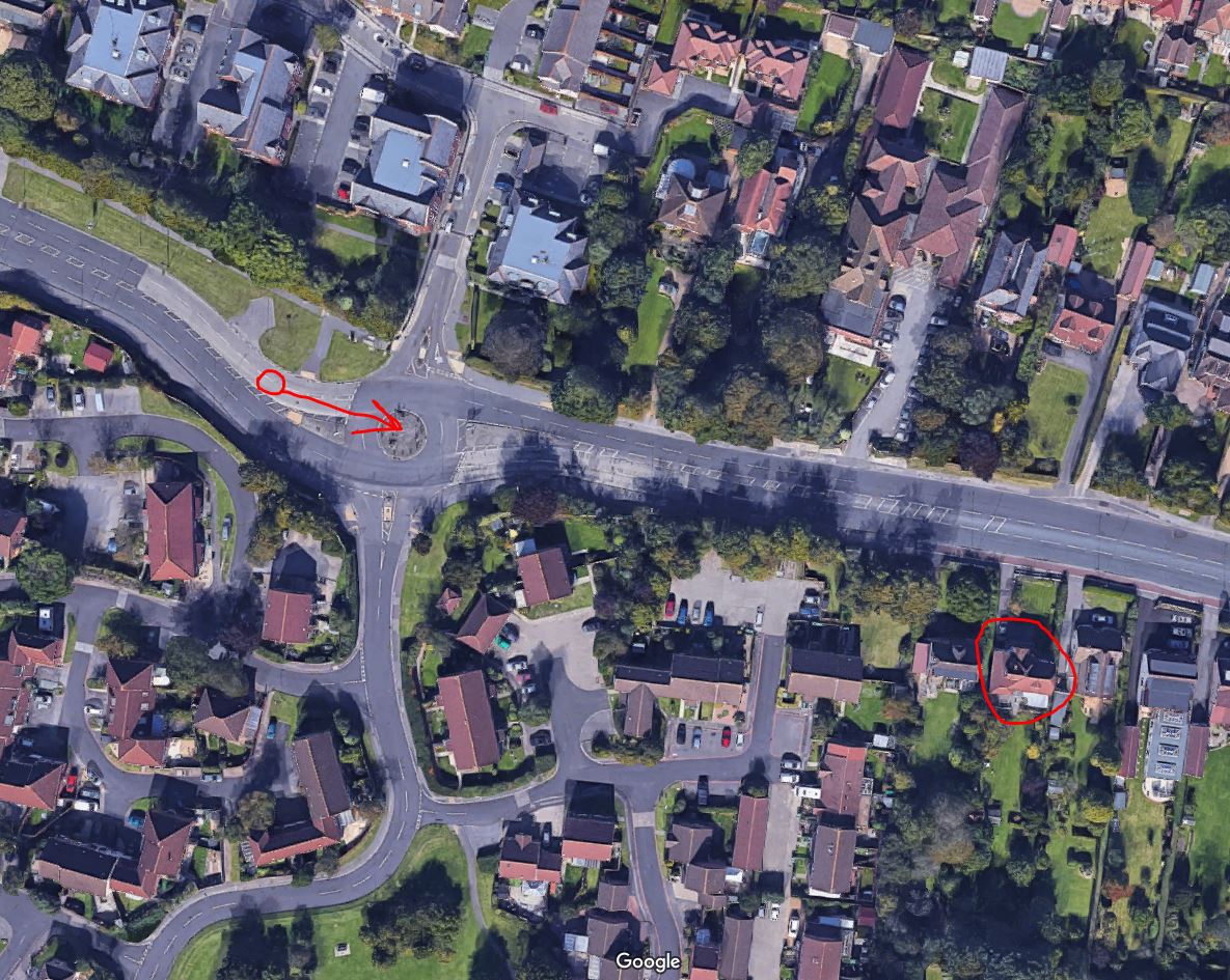 The roads around here have changed with the dual carriageway, so the road's angle has changed a bit, but you can still see the gentle curve from street view. So now we can safely say these are tanks heading west on the A27, bound for Gosport and France. https://www.google.co.uk/maps/place/50%C2%B051'00.5%22N+1%C2%B009'05.1%22W/@50.850126,-1.1526419,311m/data=!3m2!1e3!4b1!4m6!3m5!1s0x0:0x0!7e2!8m2!3d50.8501259!4d-1.1514153?hl=en