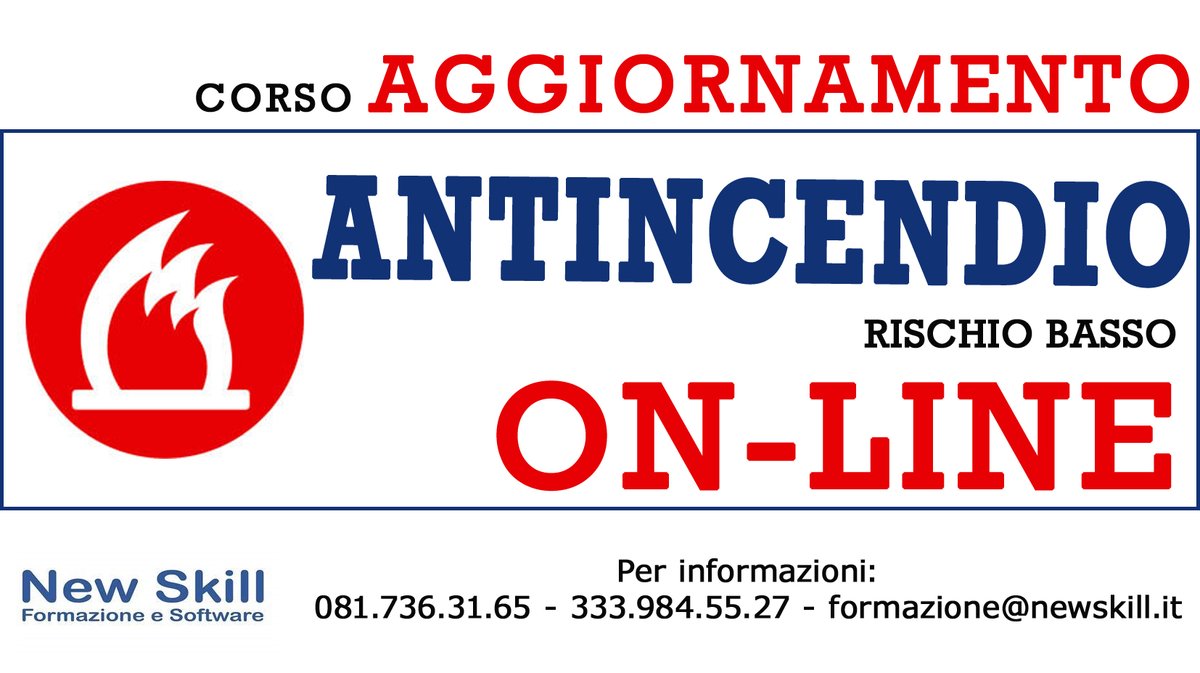 newskillformaz's tweet photo. Corso #Aggiornamento 🔶#ANTINCENDIO🔶 Rischio Basso #SICUREZZA D.Lgs. 81/08
🗓Date: corso su internet, attivabile in qualsiasi momento! Chiama!
#formazioneonline #corsoonline #formationline #antincendiorischiobasso #corsiobbligatori #formazioneadistanza #formazione #newskill https://t.co/bM3xUu9BJm