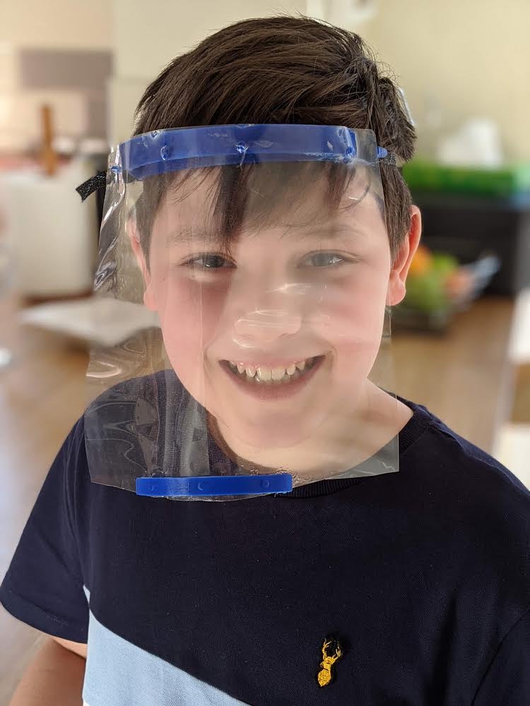 YPantSchool's tweet photo. Inspired by our very own Mr Beckett, Sam Griffiths (Year 7 student) has been experimenting with making his own PPE using his 3D printer at home. A very thoughtful young man that reflects the ethos and community spirit of our area and school. #SupportTheNHS https://t.co/QkHX6cpxaC