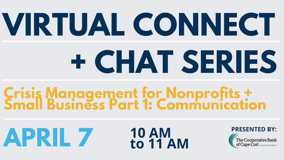 CCYP's tweet image. Our next Virtual Connect + Chat is TOMORROW and we're focusing on Crisis Management for Nonprofits + Small Business with Meghan Rothschild of Chikmedia! 

Join us tomorrow at 10 AM at zoom.us/j/490502479  &amp;gt;&amp;gt;
