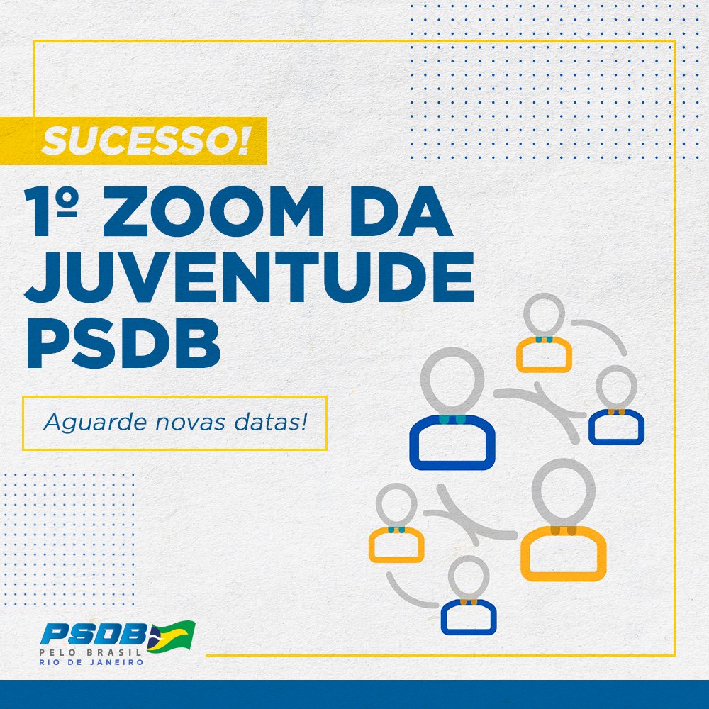 psdbrj's tweet photo. Sucesso! Semana passada rolou o 1º Encontro da Juventude do PSDB no App Zoom. Participaram jovens de todo o Estado para debater nosso atual. Conversamos sobre como ocupar o tempo e como trabalhar a pré-campanha em casa.
Em breve novos encontros. #JuventudePSDB #PSDBRJ #NovoPSDB https://t.co/ecWAVbcWAL