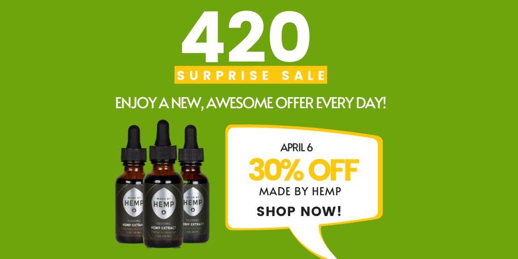 4/20 Surprise Sale! To celebrate all month long, we will be sharing a new surprise, daily! Stay tuned🤩

Shop today's offer!
soo.nr/C9t6

#HealthyHempOil #CBDempowered #CBD #420