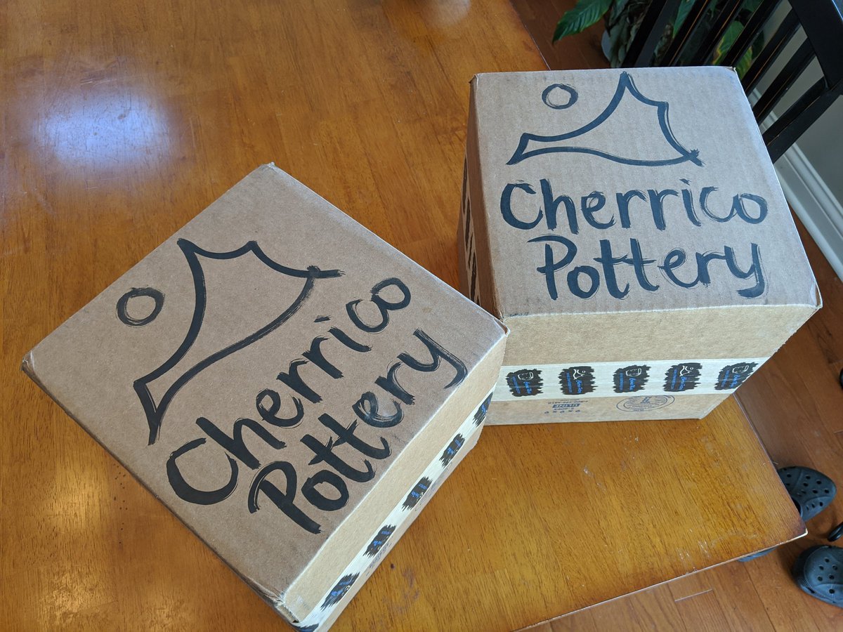 spanglerteach's tweet photo. A couple weeks ago @MrsSpanglerWCHS and I both ordered a grab bag pot from @cherricopottery and opened them together to compare the results. We love both of the pieces. These additions brings our Joel Cherrico potery collection to a total of 4. #potery #art #usethemeveryday https://t.co/mD7qwjfScC