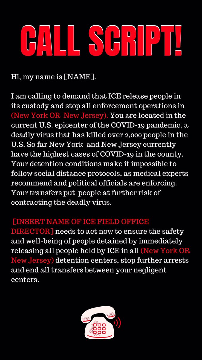‼️ people are dying ‼️ 
Join us in calling <a href="/ICEgov/">U.S. Immigration and Customs Enforcement</a> officials in NY and NJ to demand they #FreeThemAll petition at bit.ly/NYNJFreeThemAll which will send emails to ice officials &amp; call ‼️