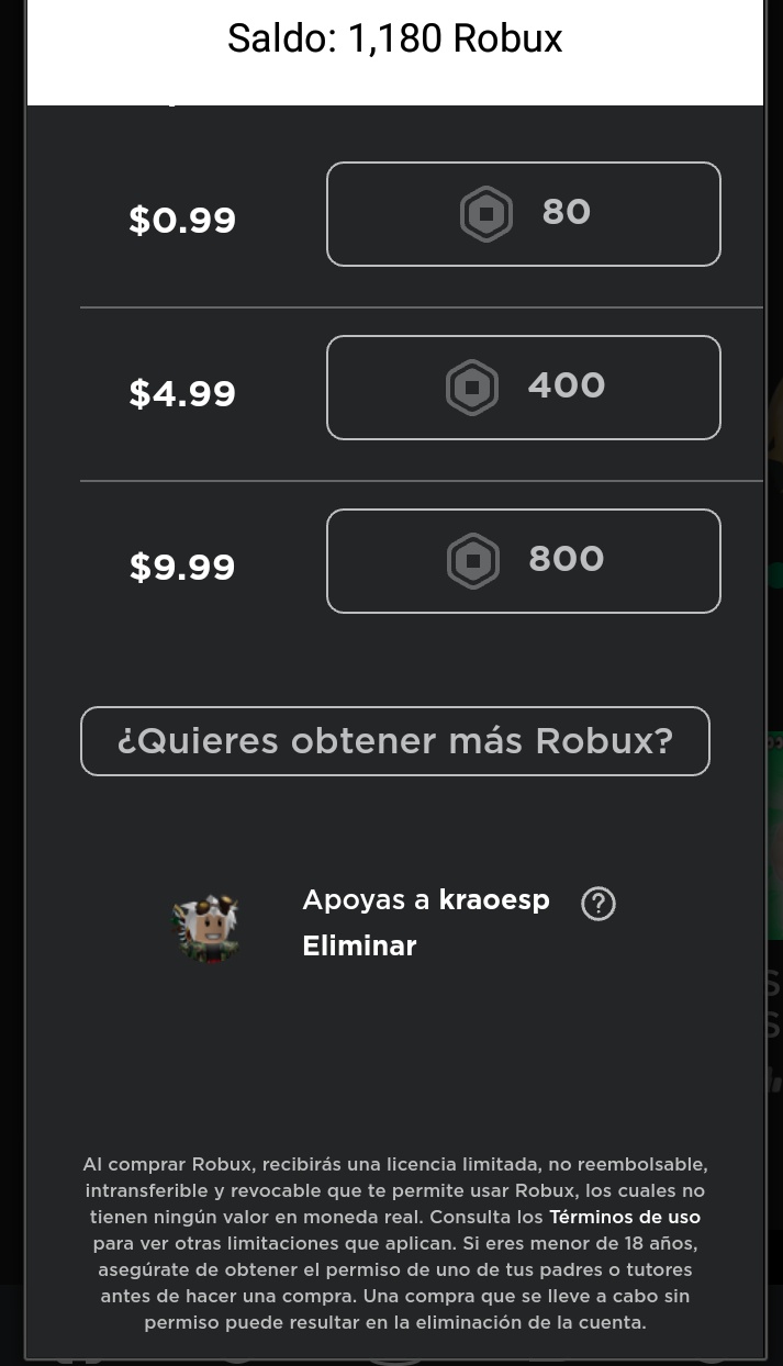 🙀 on X: Me compré 1700 robux me olvidé del código 🤦🏻‍♂️ Pero después me  compré 400 y te apoye @KraoESP  / X