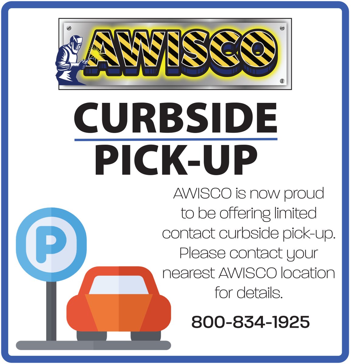 AwiscoWelding's tweet photo. Limited contact curbside pick-up is now available at AWISCO! Contact your nearest AWISCO location for more information on how to set up your pick-up:  https://t.co/Idd7WvIY7e https://t.co/cDnvNqy1yN