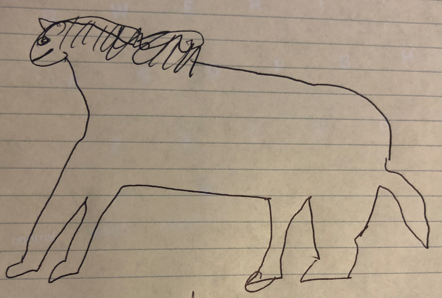 I needed to test an online platform for submitting work, so I asked my class of college seniors to draw a picture of a horse and upload it. The results were . . . interesting. Please enjoy. (1/6)