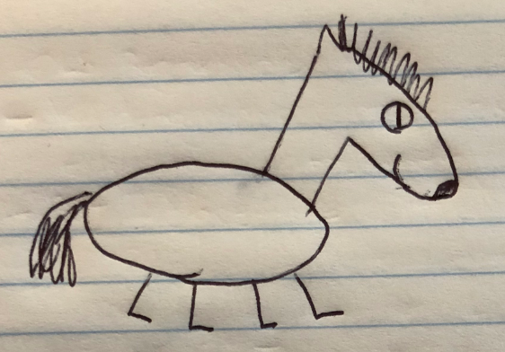 I needed to test an online platform for submitting work, so I asked my class of college seniors to draw a picture of a horse and upload it. The results were . . . interesting. Please enjoy. (1/6)