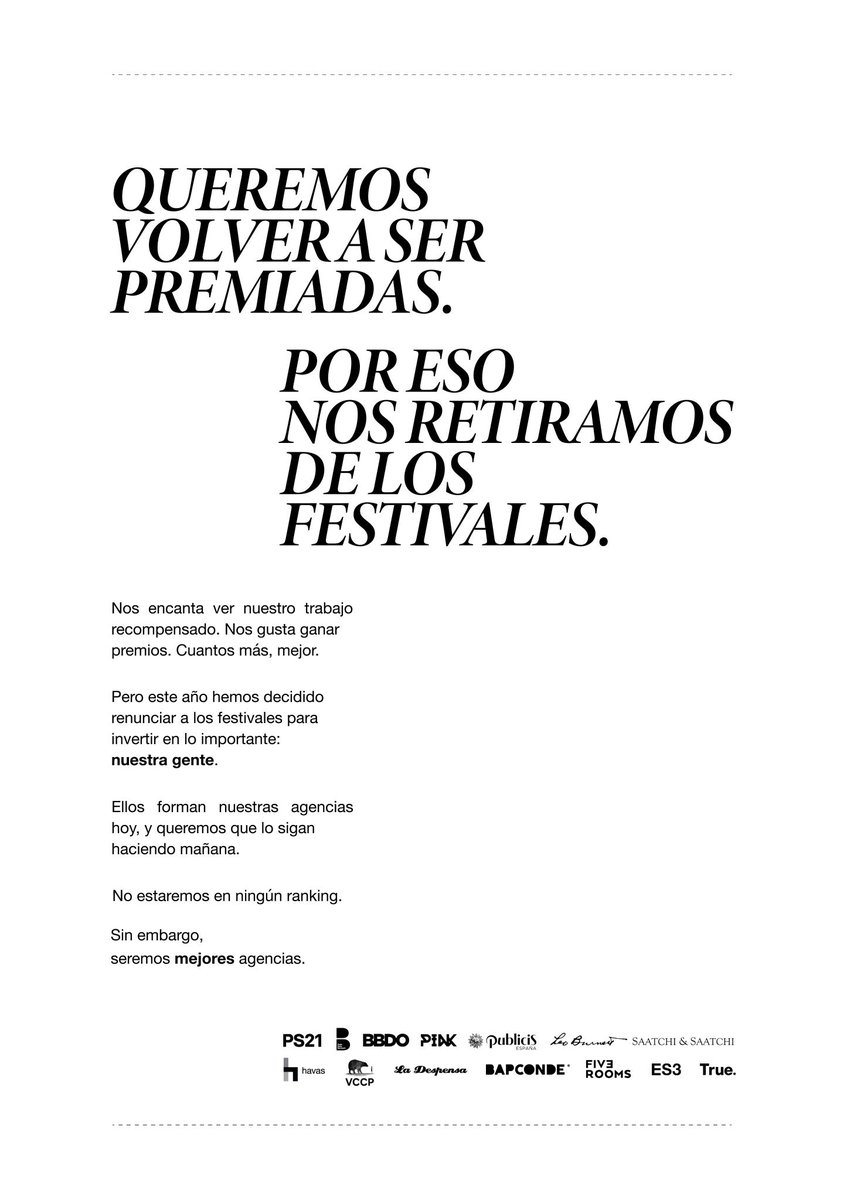 Este año en True PR hemos decidido renunciar a los festivales para invertir en lo más importante: el equipo. <a href="/PS21__/">PS21</a>  #PararParaseguir