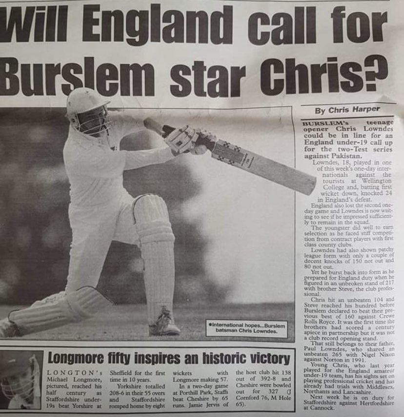 burslem_cc's tweet photo. Not much happening cricket wise so we thought we’d share this blast from the past @lowndez970 on the verge of an England call up #bcc #greenandgold #whenhewasdecent #blackandwhitephoto https://t.co/bd3Jtc2b2V