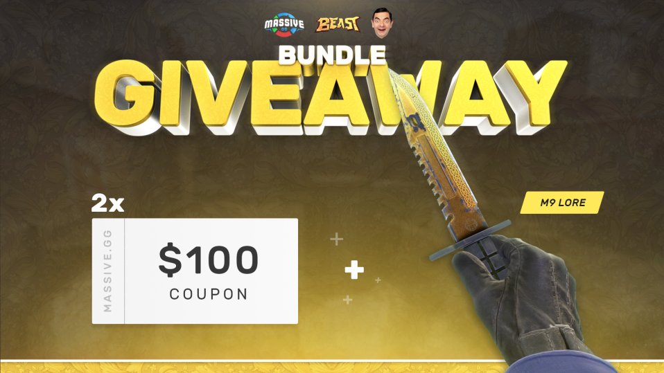 💵$550 GIVEAWAY - 3X WINNERS💵

🥇M9 Bayonet Lore BS
🥈$100 Promo code
🥉$100 Promo code

➡️RT &amp; LIKE
➡️TAG A FRIEND
➡️Follow <a href="/beast_bets/">bea$t</a>, @Kiffy_armstrong &amp; <a href="/massive_gg/">Massive.GG</a> 

⌚️Rolling in 7 days