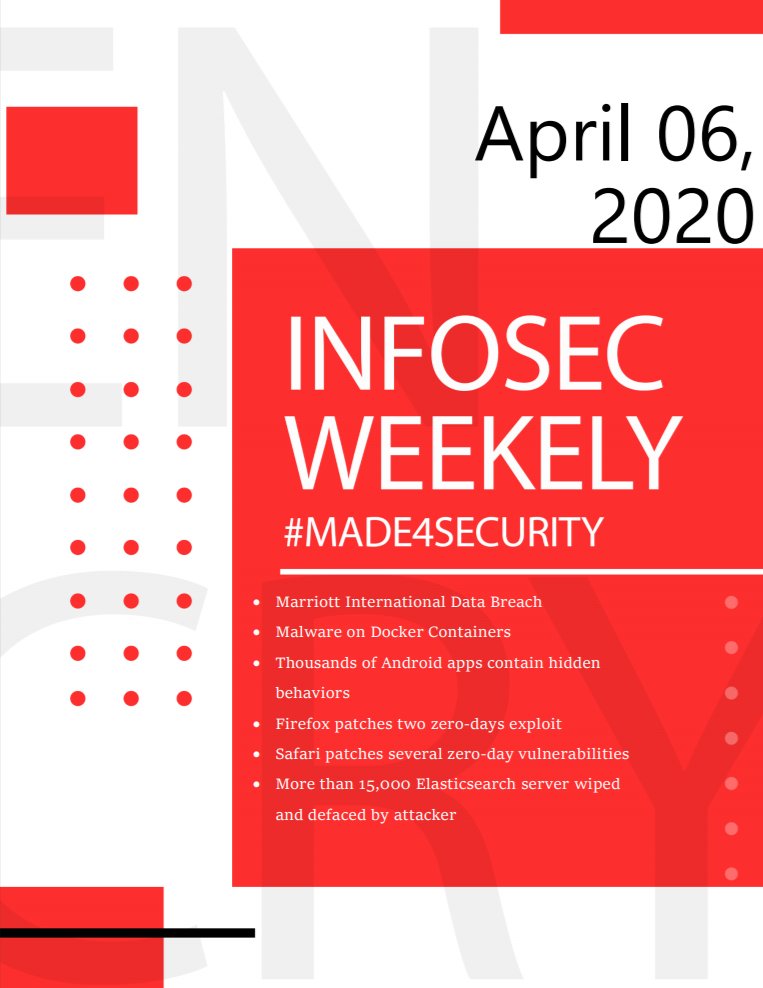 Get updated on cyber security events with this week's infosec-weekly by #CryptoGenNepal
#Made4Security
#ProjectSayCure #StaySayCure #SayCure
#CyberSecurity #CyberAware #Share2Learn #MadeForSecurity

Download Link:
infosec.cryptogennepal.com/2020/04%20-%20…