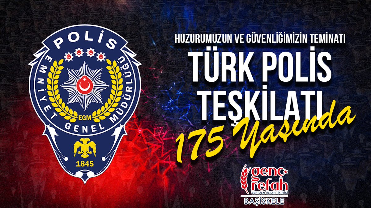 AyhanBelek's tweet photo. 1845 yılında Osmanlı Padişahı Sultan Abdülmecit tarafından kurulan TÜRK POLİS TEŞKİLÂTININ 175. yılını kutlar. Şehitlerimize  Allah'tan rahmet dilerim.

@ErbakanFatih
@MehmetonerRP
#TürkPolisTeşkilatı175Yaşında https://t.co/RZncfNvAmz