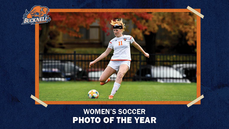 Your votes are in! With more than 55% of the vote, the women's soccer Photo of the Year is this great shot of Chloe Christakos framed against the fall foliage. The photo will move on to the overall Bucknell Athletics Photo of the Year balloting in a few weeks.