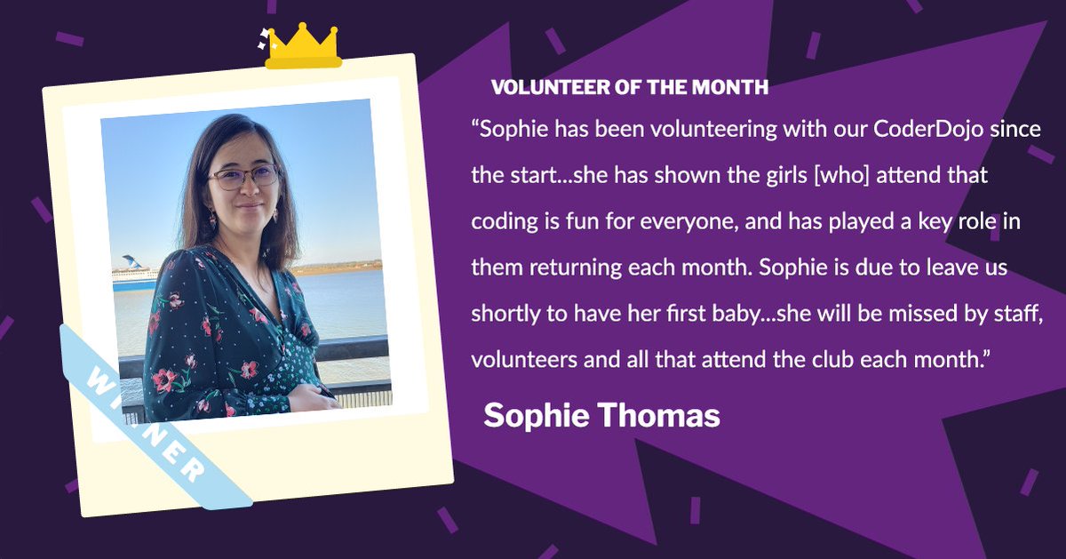 CoderDojo's tweet image. Well done to Sophie, from the Gravesend Library Dojo in Kent, who is Volunteer of the Month for March! 💐
Sophie has gone the extra mile to help girls feel included at her Dojo, sharing her passion and drive, and showing them that coding is for everyone 🙌
#CoderDojoVolunteer