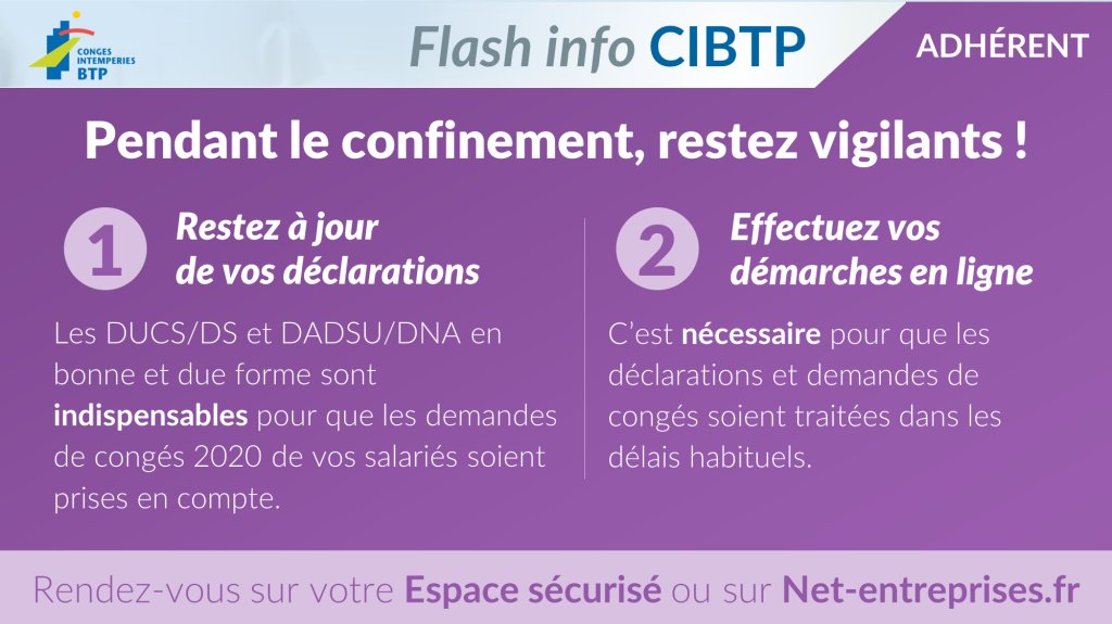 CIBTP's tweet photo. Pendant le confinement #covid19, restez vigilants pour vos déclarations #cibtp ! https://t.co/kdUEPvG0Pz