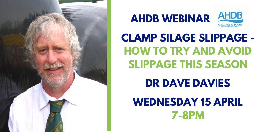 Avoid silage clamp slippage - join <a href="/TheAHDB/">AHDB</a> and Dr Dave Davies for a free webinar for farmers and contractors on Wed 15th April from 7-8pm.

Register here:
register.gotowebinar.com/register/20137…