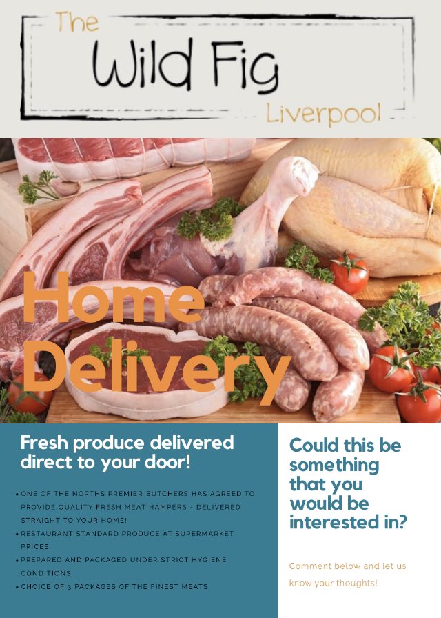 OwensLiverpool's tweet photo. Hi Guys!

We have recently spoken to one of our reputable butchers and they have offered to provide a choice of 3 Meat Hampers - delivered straight to your door!

They will prepared and packaged under strict hygiene regulations.

Is this something that would appeal to any of you? https://t.co/ZBRAWfxyjU