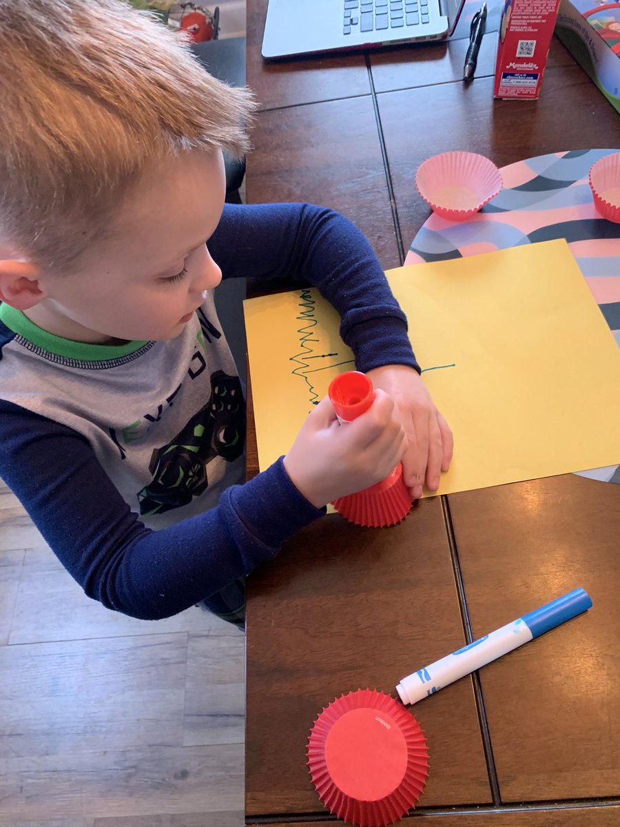 vanderver5's tweet photo. @MrsOConnorPK First day of E-Learning was a success!!! We made flowers with cupcake cups and found so many red things in our house. https://t.co/HFrt3fC2wm