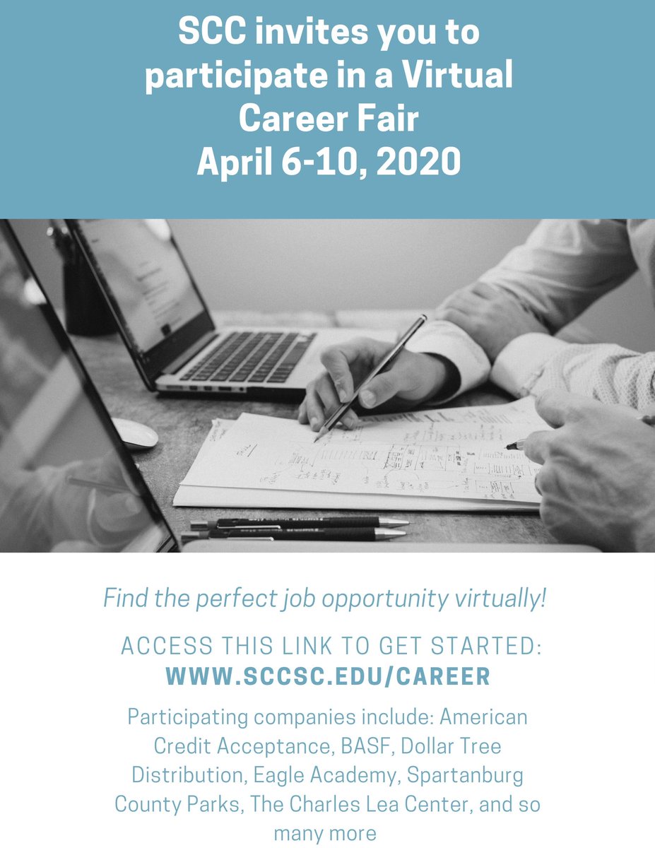 converseprofdev's tweet photo. Need help with your job search? Don't know where to start?

Spartanburg Community College is having a Virtual Career Fair on April 6-10, 2020. Access this link: https://t.co/28mucF3xJI to get started. Find the job you want today! https://t.co/lgghzWP4Jy