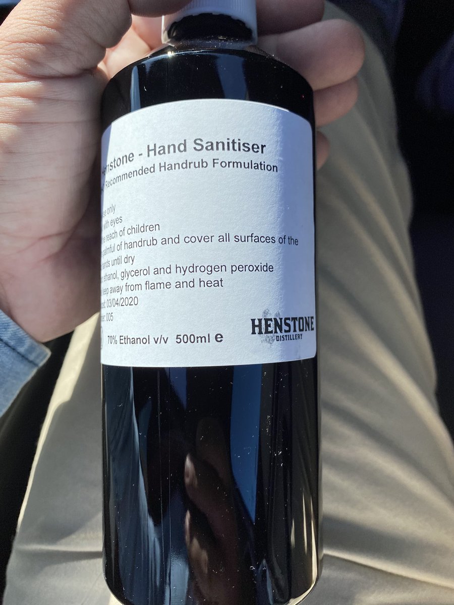 I’d like to thank local brewery/distillery <a href="/stonehousebeer/">Stonehouse Beer & BBQ</a> <a href="/HenstoneDistill/">Henstone Distillery</a> for their huge efforts in changing their operations to manufacture hand sanitiser, after producing for the NHS and key workers you can now buy a bottle for £5.70 (max two per customer)
