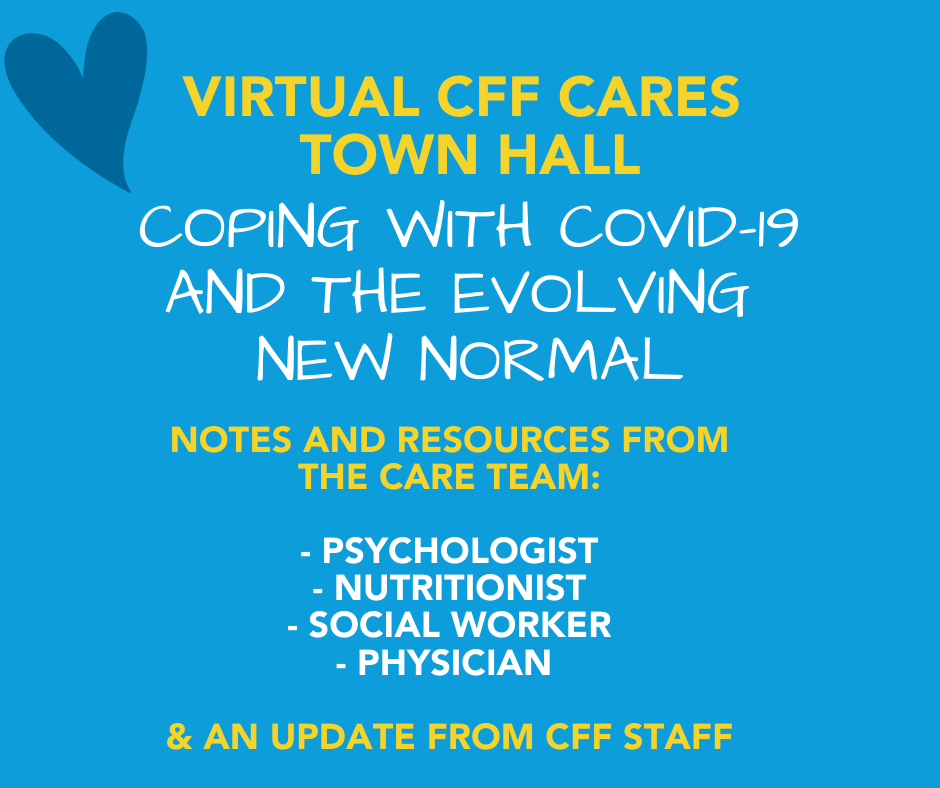 CFF_CLT's tweet photo. Last week we hosted a Virtual CFF Cares Town Hall with the help of the Care Center team at Levine Children's Hospital. Topics were covered by the presenters listed here, and all of the Town Hall notes and resources can be found here: https://t.co/GVWCkilzBu https://t.co/MNX1iS2kRe